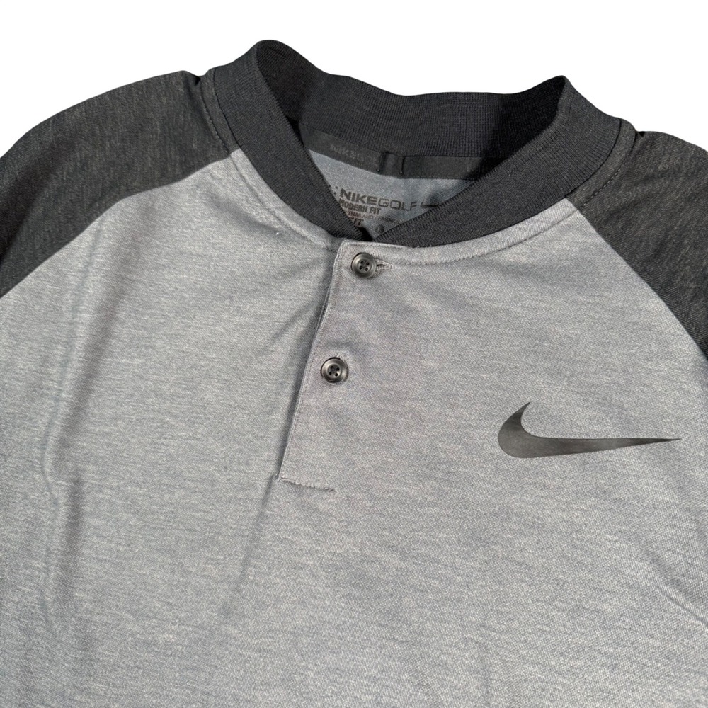 Nike Modern Fit Blade Collar Polo Shirt Mens Large Gray Dri-Fit Golf Performance